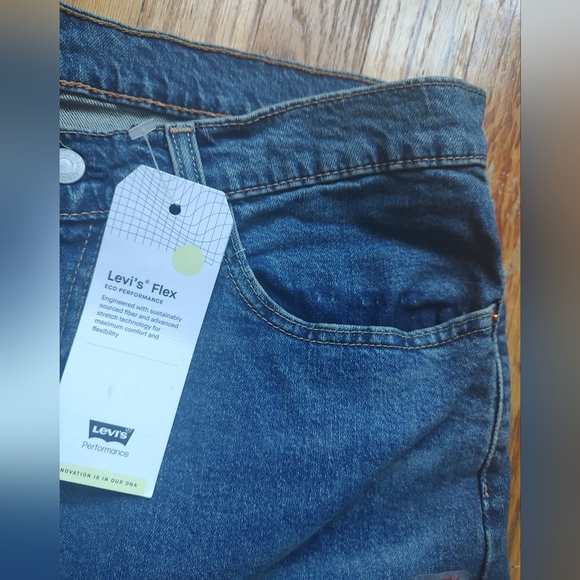 Levi's Levis Flex 505 Straight Leg Cotton Blend Blue Navy Pockets Jeans 36 - Picture 14 of 16